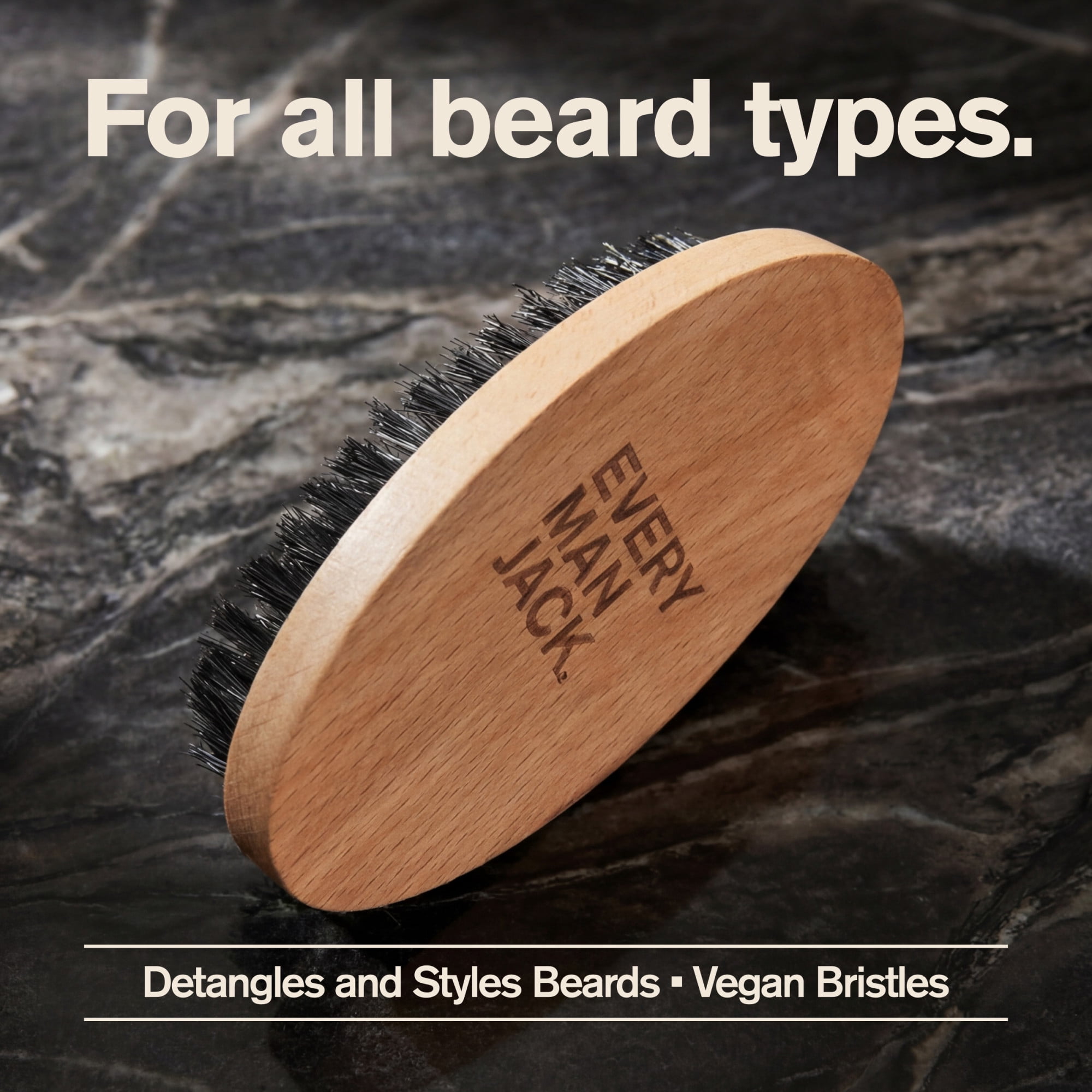 Every Man Jack Men's Beard Brush with Cruelty-Free Vegan Bristles