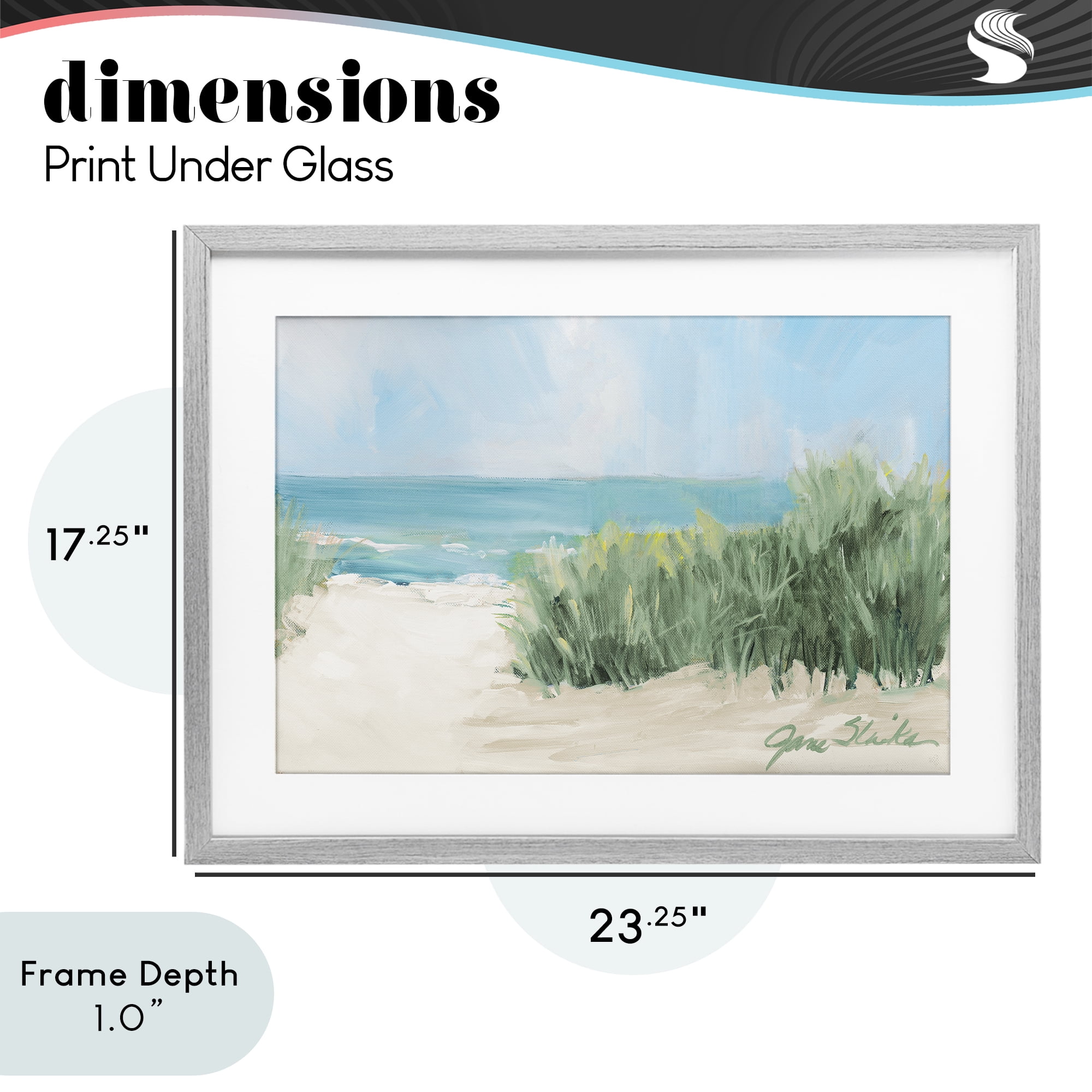 Stupell Industries Soothing Beach Day Gray Framed Print Under Glass, design by Jane Slivka