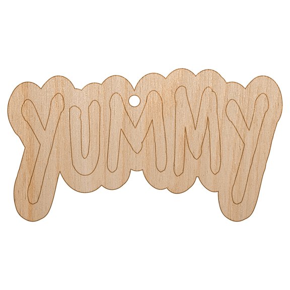 Yummy Fun Text Wood Holiday Christmas Tree Ornament Unfinished DIY Pre-Drilled Craft