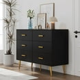 thumbnail image 6 of Historyli 6 Drawer Dresser, for Bedroom, with Gold Handles, Modern Wood, Black, 6 of 6