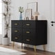 thumbnail image 5 of Historyli Cómoda de 6 cajones para dormitorio con tiradores dorados, moderna cómoda de madera con cajones anchos, cómoda larga para sala de estar, pasillo o entrada, color negro., 5 of 6