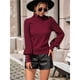thumbnail image 4 of Suéteres de Cuello Alto para Mujer, Suéteres de Punto con Mangas Abullonadas para Otoño e Invierno Vino Tinto L, 4 of 8