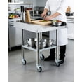 thumbnail image 4 of Stainless Steel Rolling Work Table, Commercial Prep Table with 3-Sided Fixed Backsplash & Adjustable Undershelf for Restaurant Garage - 24x24 Inch, 4 of 8