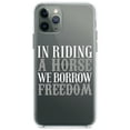 thumbnail image 1 of DistinctInk Clear Shockproof Hybrid Case for iPhone 13 Pro MAX (6.7" Screen) - TPU Bumper Acrylic Back Tempered Glass Screen Protector - In Riding a Horse, We Borrow Freedom, 1 of 2