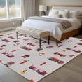 thumbnail image 4 of Large Area Rugs for Living Room Bedroom, Cartoon Car 8'x10' Rug Washable Carpet Runner Indoor Outdoor, Funny Red Black Fire Truck Print Vintage Non Slip Floor Mats Rug for Kitchen, Patio, 4 of 8
