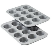 Farberware Bakeware Nonstick 12-Cup Muffin Pans, Set of 2, Gray