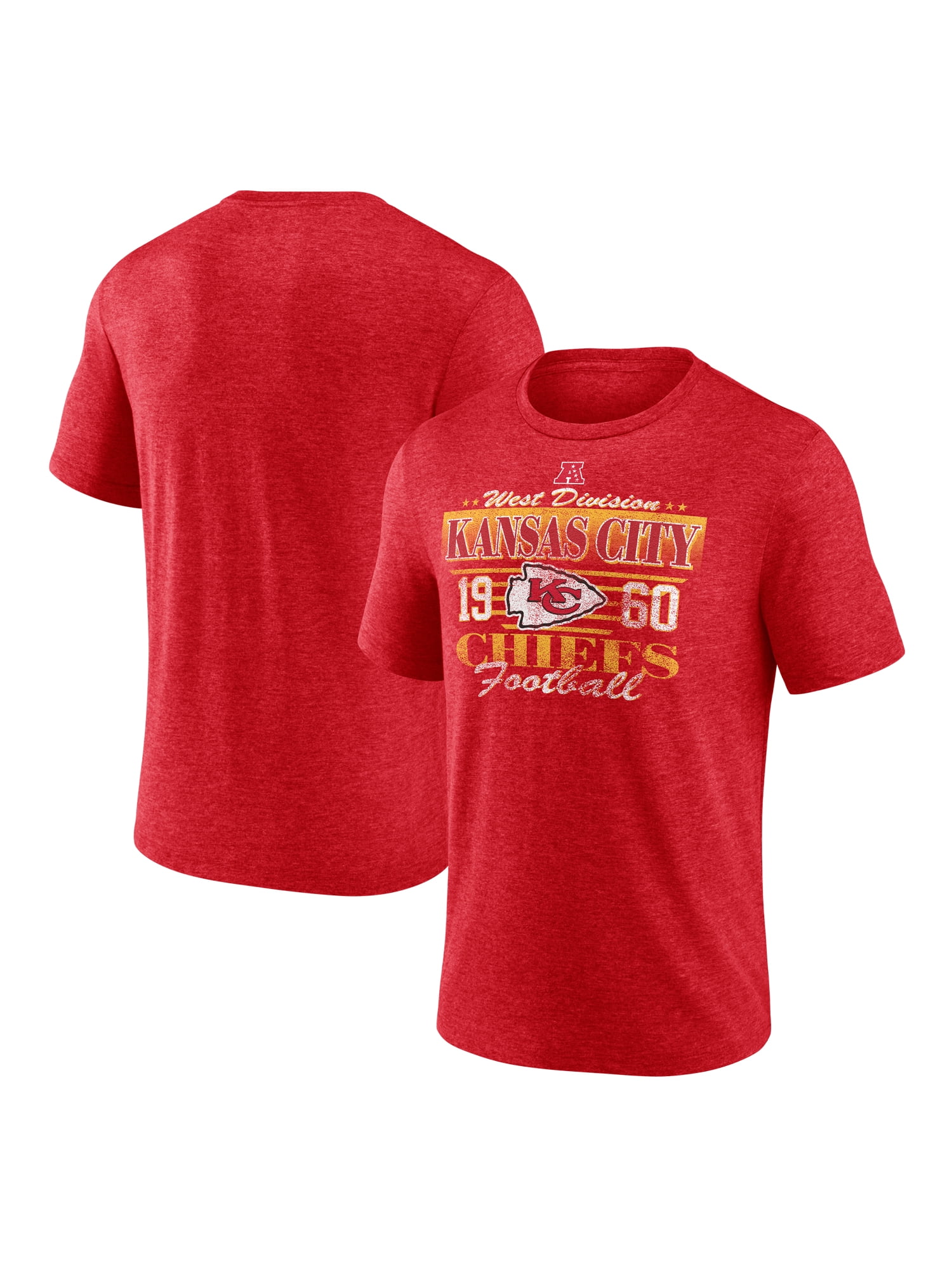 NFL Kansas City Chiefs Men's Synthetic Red Heather Short Sleeve T-Shirt