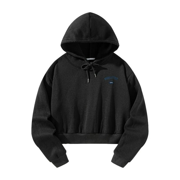 Sudadera corta para mujer Otoño Invierno Sudaderas con capucha Sudaderas ligeras, modernas y cómodas Ropa deportiva Sudaderas con capucha para acampar S