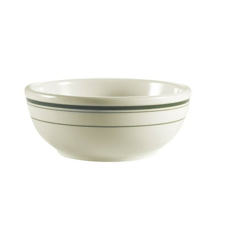 

Greenbrier Nappie Rolled Edge 12.5 Oz. 5-5/8 Dia. X 2 H Stoneware American White Green Band