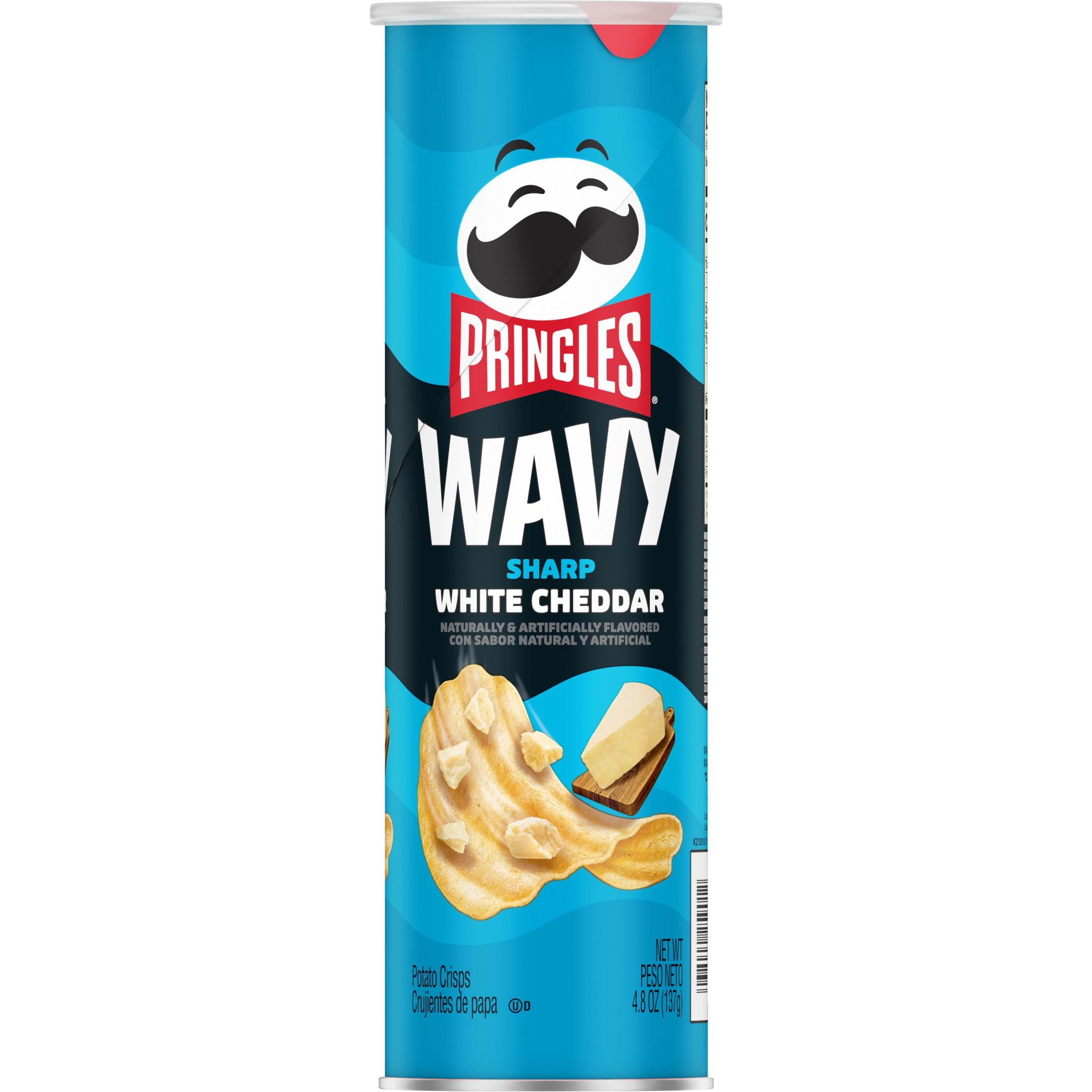 Pringles Wavy Sharp White Cheddar Potato Crisps Chips, 4.8 oz