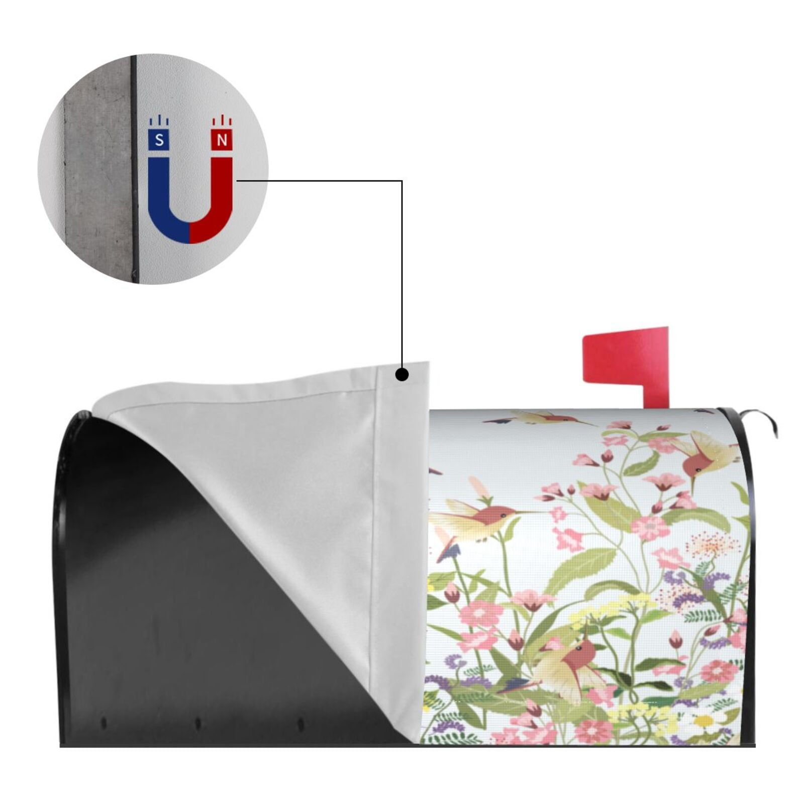 Rateoe hummingbird in floral Printed Mailbox Covers - Easy to Install Fall, Winter, Spring, Summer Mailbox Cover - Weather and UV-Resistant Mailbox Decor - Mailbox Magnetic Covers-21x18 in