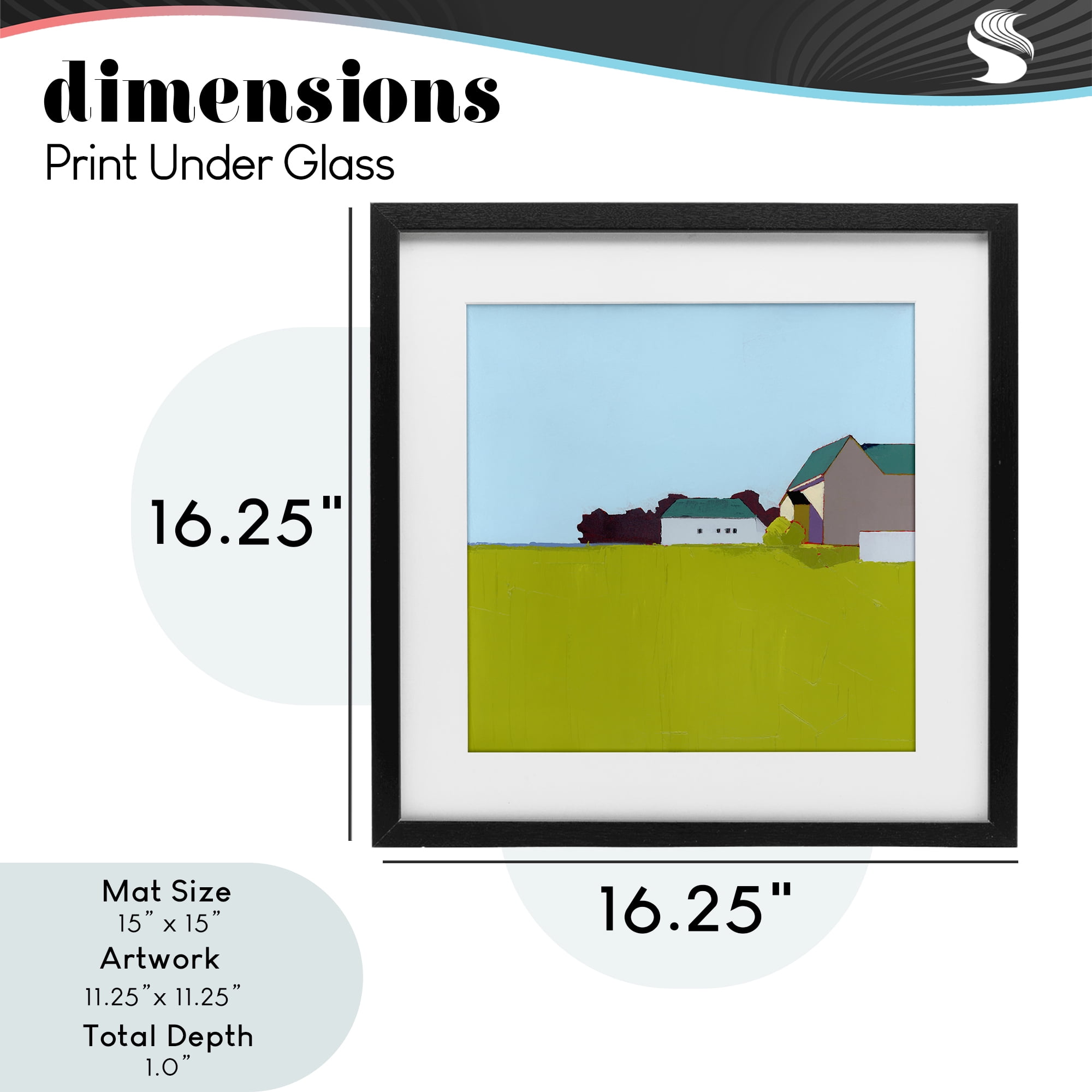 Spring Morning Farm Land Black Framed Print Under Glass, design by Ruth LaGue