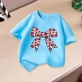 thumbnail image 4 of ZHOGXU Toddler Kids Girls T Shirt Short Sleeve Round Neck Bow Print Comfortable Breathable Fashion Tee Top For Everyday Wear,Light Blue,8-10 Years, 4 of 5