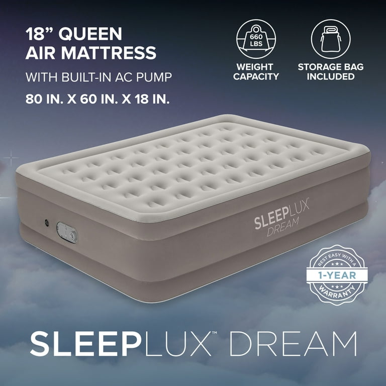 SleepLux Dream AlwayzAire 18” Queen Air Mattress with Built-in