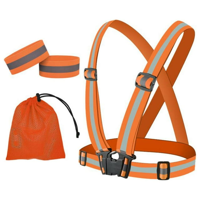Chaleco Reflectante para Correr, Protector Ajustable, Correas Elásticas Visibles de Larga Distancia para Caminar de Noche, Ingeniería de Seguridad, Ho naranja Sunnimix Chaleco reflectante para correr