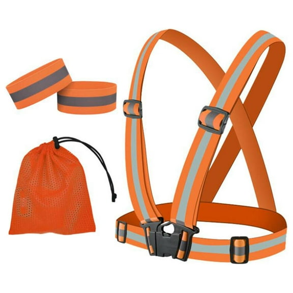 Running Reflective Adjustable Comfortable Elastic Glowing Reflector Reflector Straps for Night Walking Cycling Sports Worker Men Women Orange