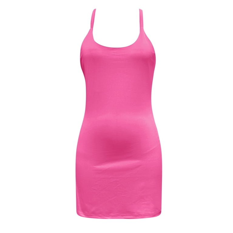 Wear It Now Tennis Dress for Women Tummy Control Athletic Dress Sleeveless Straps Workout Golf Outfits Built-in Shorts(Hot Pink,L), Women's, Size