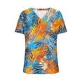 thumbnail image 7 of Craaazy Women's Botanical Print V-Neck Casual Short Sleeve Loose Fit Tunic Top for Spring & Summer Gifts, 7 of 7