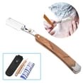 thumbnail image 2 of Retro Wood Handle 10pcs Blade Head Shaving Razor Folding Shaver Male Face Cleansing Care Tool, 2 of 15