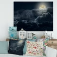 thumbnail image 2 of Cloudy Full Moon Night With Stars 40 in x 30 in Photography Canvas Art Print, by Designart, 2 of 4