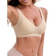 thumbnail image 4 of INSPIRE CHIC Women's Deep V-Neck Wireless Everyday Bras Adjustable Spaghetti Straps Push-Up Seamless Soft Lingerie M Light Beige, 4 of 4