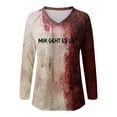 thumbnail image 3 of MHFRRA Camiseta de Manga Larga con Estampado de Manchas de Sangre para Mujer, Estilo Informal, para Fiesta de Halloween, con Cuello Alto, para Primavera, Verano y Otoño. Blanco, 3 of 3