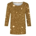 thumbnail image 4 of Fmbrln Womens Sequin Print Tops 3/4 Sleeve Crew Neck Shirts Casual Dressy Shiny Glitter Party Blouse, 4 of 6