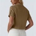 thumbnail image 6 of TaTaai Women's Short Sleeve Crop Shirt with Button-Down Collar, Patch Pockets, Rolled Tab Sleeves, and Casual Modern Fit Gift, 6 of 7
