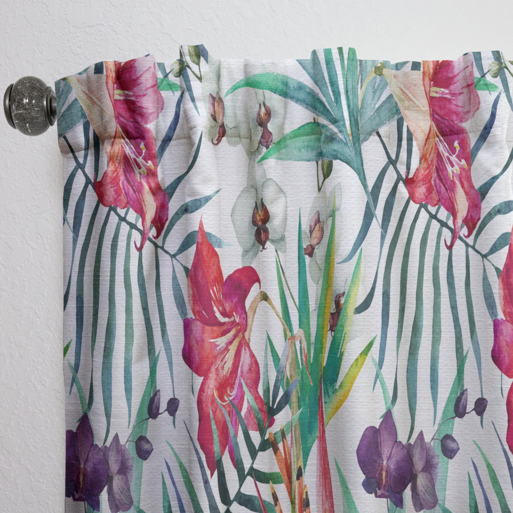 Designart 'Tropical Bright Mood VIII' Floral Curtain Panel