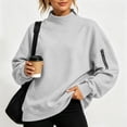 thumbnail image 2 of Tqcoqu Mock Neck Sweatshirt For Women,Long Sleeve Loose Fit Casual Pullover Top With Side Zipper Pockets, 2 of 8