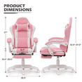 thumbnail image 6 of MoNiBloom Gaming Chair, Reclining Computer Chair with Footrest and Lumbar Support, Height Adjustable Office Chair with Swivel Seat and Headrest for Women Girls, Pink/White, 6 of 14