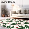 thumbnail image 2 of ODIKA 4'x6' Machine Washable Non-Slip Area Rug, Festive Holly Pine Leaf Yuletide Holiday Farmhouse High Traffic Rug with Pad, Green, 732220, 2 of 8