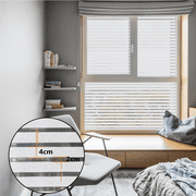 Topboutique Privacy Window Film, Self Adhesive Frosted Glass Film, Static Cling Translucent Window Film for Home, Office, Bathroom(44.5x200 cm,Stripe)