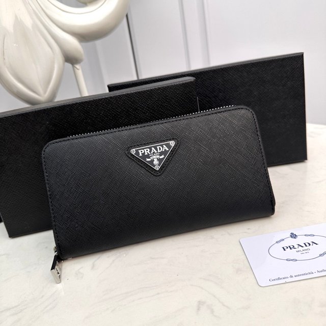 Prada Nueva Cartera Con Cremallera Para Hombre YKK Bolso Largo De Cuero De Alta Calidad hardware 666047 Con Caja