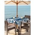 thumbnail image 3 of Outdoor Tablecloth with Umbrella Hole for Patio/Picnic/Party/Camping, Vintage Blue Coastal Waterproof Table Cloth Square Cover Washable, Beach Coral Starfish Modern Abstract (60"x 60"), 3 of 9