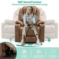 thumbnail image 6 of VIVIJASON Manual Massage Rocker Recliner Chair, 360° Swivel Glider Lounge Chair with Heat Ergonomic Home Theater Recliner Sofa with 2 Cup Holders, Side Pockets & USB Ports for Living Room, Brown, 6 of 6