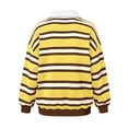 thumbnail image 7 of Fanshiluo Women's Drop Shoulder Collared Striped Sweatshirt, Contrast Loose Long Sleeve Pullover Top,Size S-2XL, 7 of 7