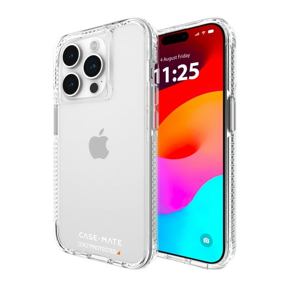 Case-Mate Ultra Tough Series Apple iPhone 15 Pro Case [Wireless Charging Compatible] 16ft D3O Impact Protection - Clear