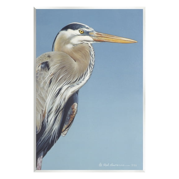Stupell Industries Heron Portrait on Blue Animals & Insects Painting Unframed Art Print Wall Art, 10 x 15