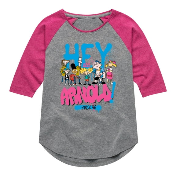 Hey Arnold! - Arnold Spray Paint 96 - Toddler And Youth Girls Raglan Graphic T-Shirt