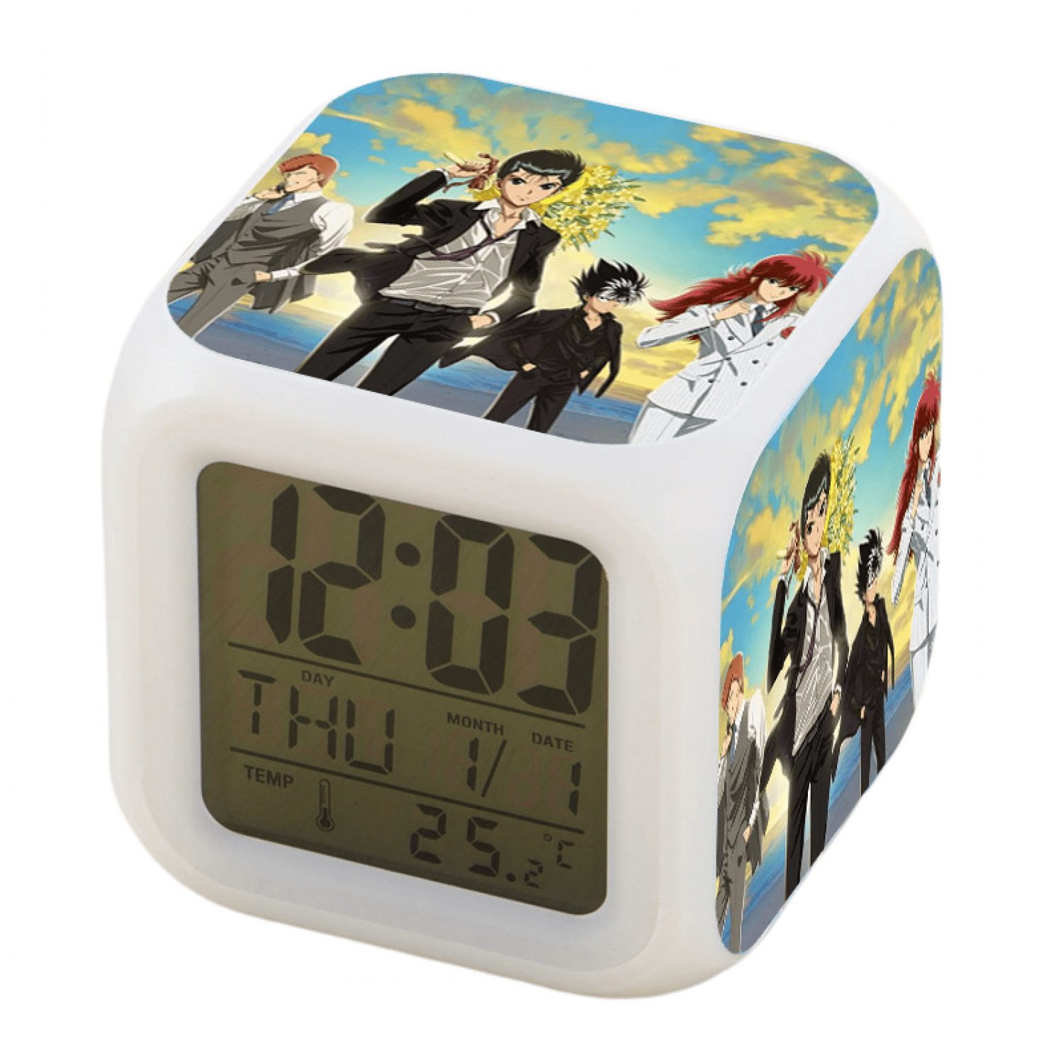 Anime Alarm Clock for Kids Room, LED Digital Bedroom Alarm Clock Easy