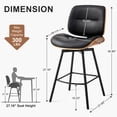 thumbnail image 2 of MYFUNT Walnut Back Mid-Century Modern and Upholstered PU Leather Bar Stools - Set of 2, Black, 2 of 7
