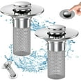 thumbnail image 2 of Bathroom Sink Drain Stopper - Pop Up Drain Plug with 1 Replacement Filters Basket, Removable Stainless Steel Floor Drain Filter, Anti Clogging Sink Strainer Hair Catcher for Washroom (Silver), 2 of 7