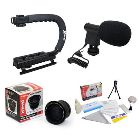 Extreme Shooters Kit Featuring Opteka HD 0.35x Wide Angle Panoramic Macro Fisheye Lens, Opteka X-GRIP Camera Handle, Opteka VM-8 Mini-Shotgun Microphone and More for Canon EOS 60D, 7D, 6D, 5D, (Best Shutter Release For Canon)