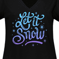 thumbnail image 4 of Inktastic Winter Let It Snow Lettering in Blue with Snowflakes Women's Plus Size V-Neck T-Shirt, 4 of 5