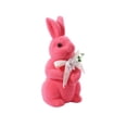 thumbnail image 2 of 14Inch Flocked Easter Bunny Decorations Artificial Moss Bunny Figurine with Fake Flower Ribbon Bow Tie Large Size Furry Flocked Standing Rabbit Statues for Home Kitchen Table Easter Decorations, 2 of 9