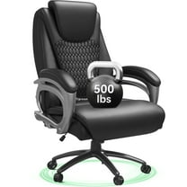 Ergonomic Computer Task Chair--Big and Tall Office Chair 500LBS Thick Padded Wide Seat High Back Executive Leather Chair Adjustable Task Chair Lumbar Back, Heavy Duty Office Desk Chairs(Black)