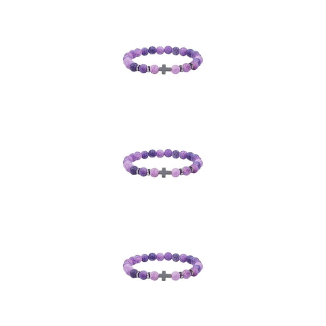 maskred Cadeaux Bracelets Unisexes avec Perles Exquises pour Cadeaux Réfléchis Violet Exquis 3Ensemble