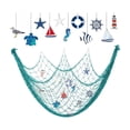 thumbnail image 2 of Aonerit 79In Cotton Fishing Net, Nautical Wall Hanging Decor, Sea Themed Mesh Display, Beach House Home Decor,Coastal Room Accent, 2 of 6