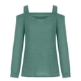 thumbnail image 5 of Womens Cold Shoulder Tops Cut Out Neck Long Sleeve Shirts Off Shoulder Knitted Tunic Casual Dressy Sexy Blouse Dressy Lightweight Comfy Outfits Going Out Tops Ladies Fashion Trendy, 5 of 5
